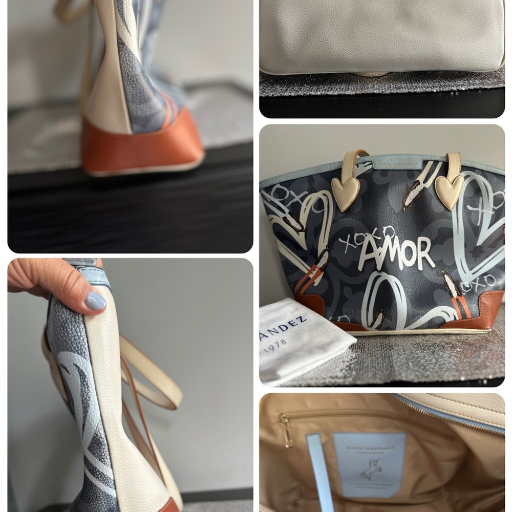 AMO Artistic Tote in Cream, Brown, and Gray